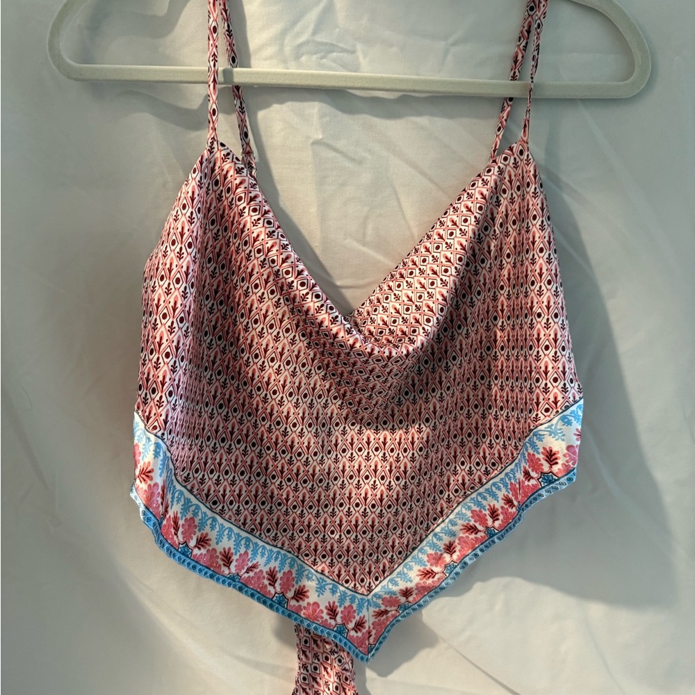 Japna Red and Blue Patterned Top